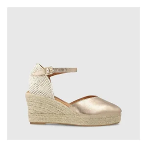 Fashion Alpargatas Doradas Pomeli Mujer Cuñas Y Alpargatas