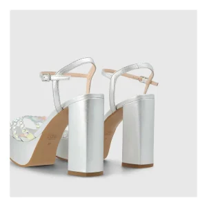 Store Sandalias Plateadas Tarnis Mujer Sandalias